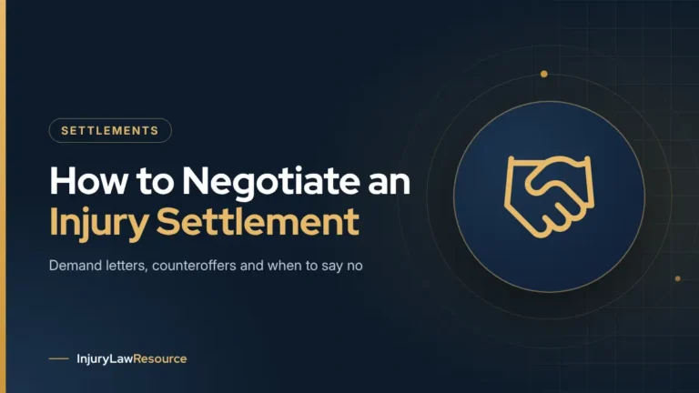 How to negotiate a personal injury settlement: guide cover with a handshake icon