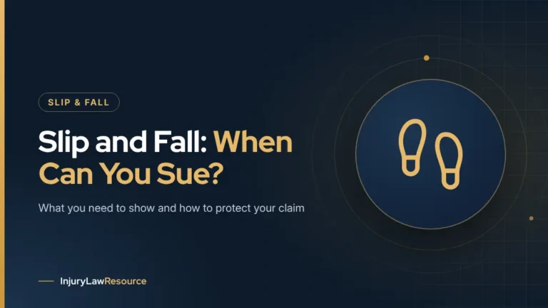 Slip and Fall: When Can You Sue? Guide cover with a footprints icon